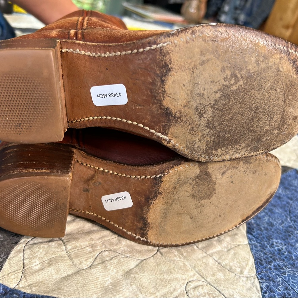 Vintage Frye Cognac Leather Heeled Campus Boots - Picture 6 of 12